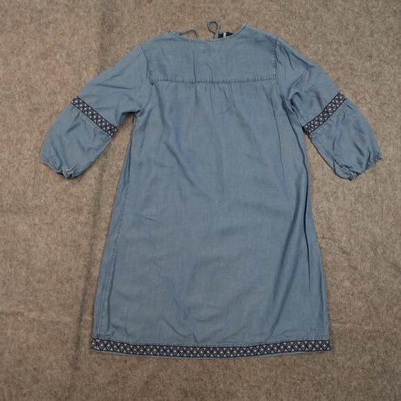J. Jill Dress Womens Small Denim Chambray Embroidered Western Knee Length Blue - Picture 5 of 9